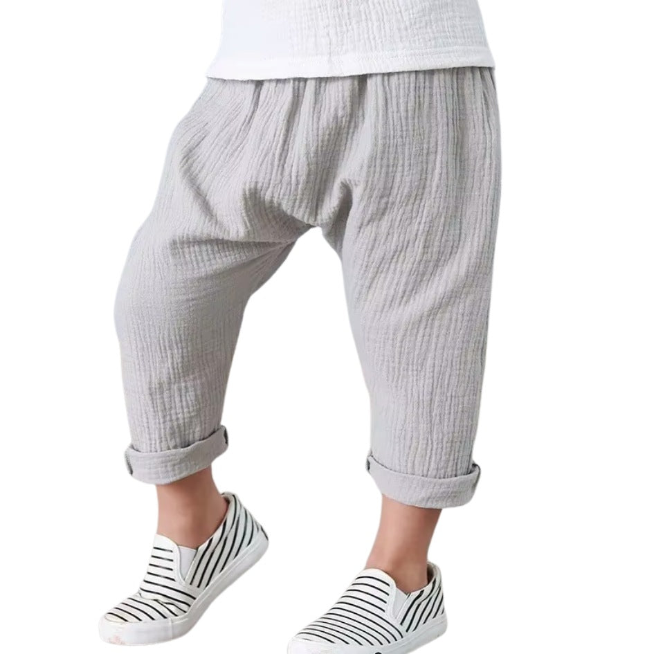 kids linen pants gray